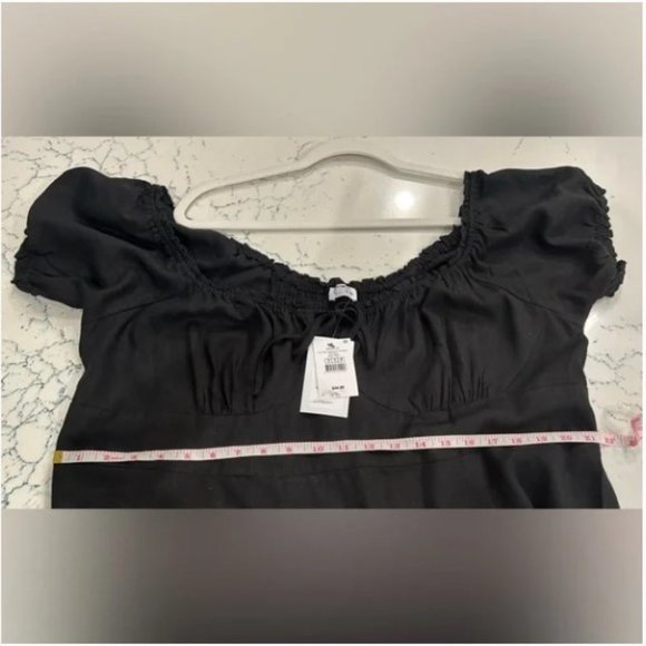 Cotton On Curve Milly Linen-Blend Sweetheart Puff Sleeve Mini Dress - NEW - Picture 10 of 11